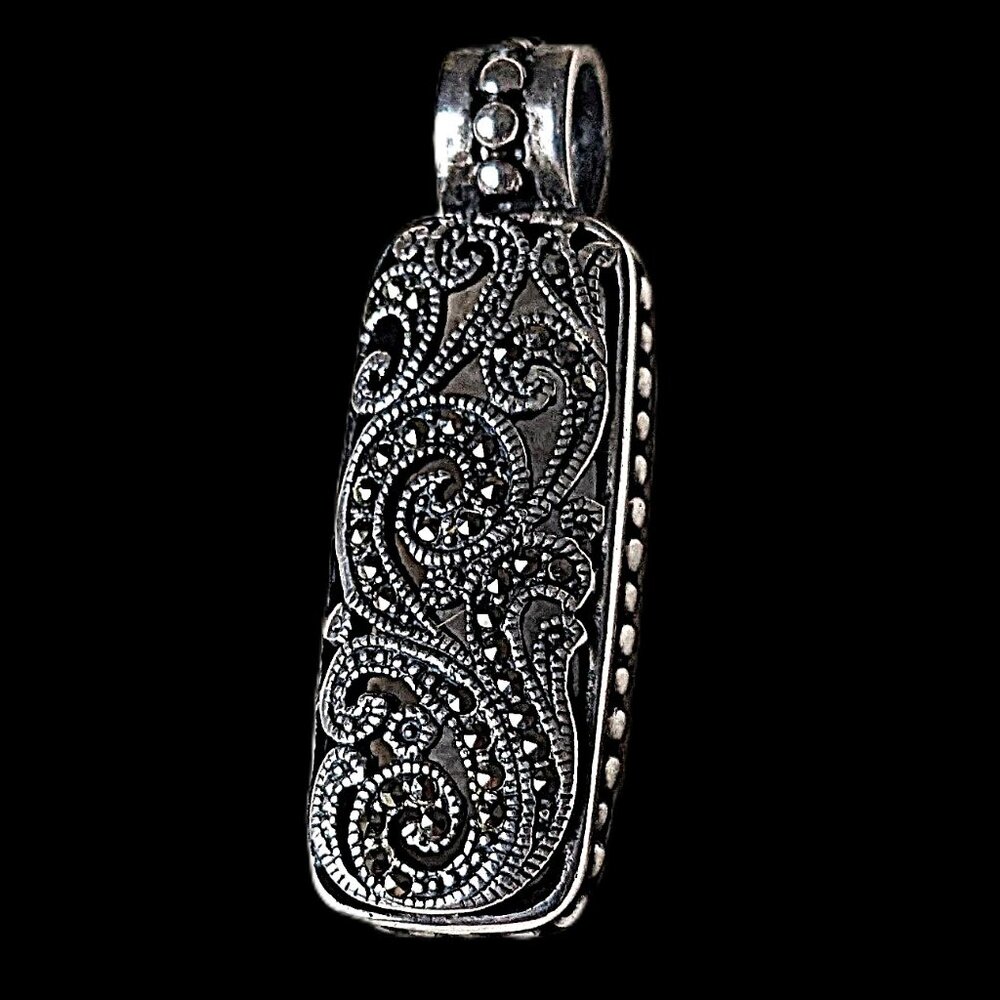 Vintage Marcasite Sterling Silver Swirl Pendant